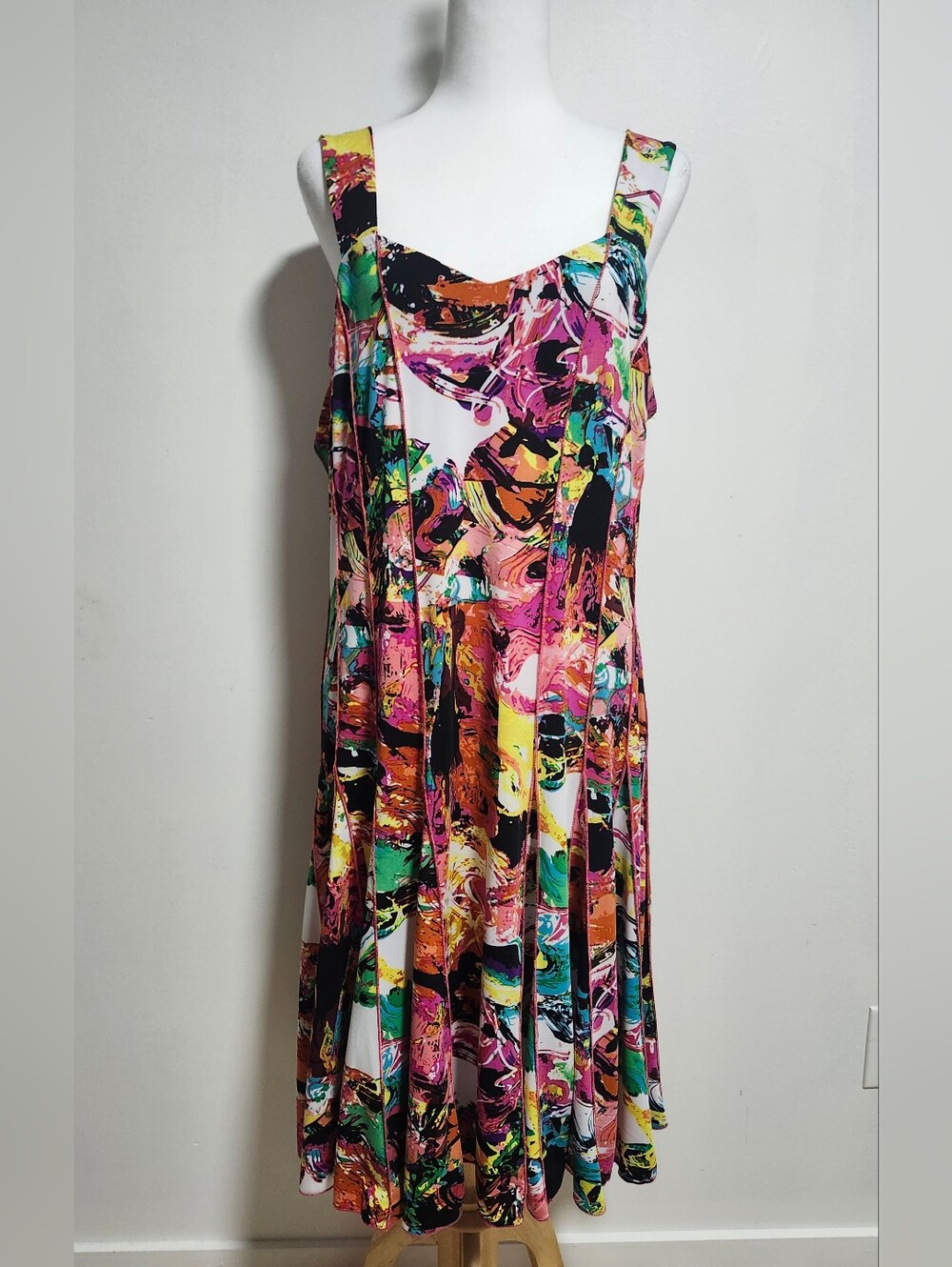 Tradition Sleeveless Multicolor Abstract Print Sundress